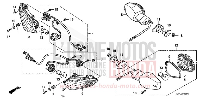 WINKER (CBR1000RR8) for CBR1000RR Fireblade GRAPHITE BLACK (NHB01K) from 2008